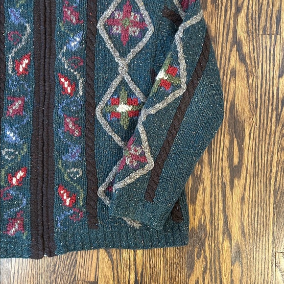 Vintage 90s Zip Up Wool Cardigan Sweater - Picture 4 of 11